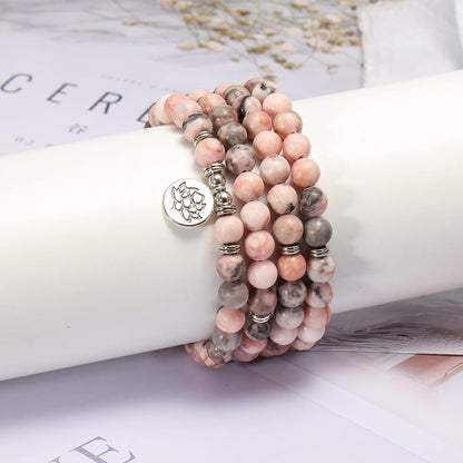 8mm 108 Mala Beads Wrap Bracelet Necklace for Yoga Charm Bracelet Natural Gemstone Jewelry for Women Men