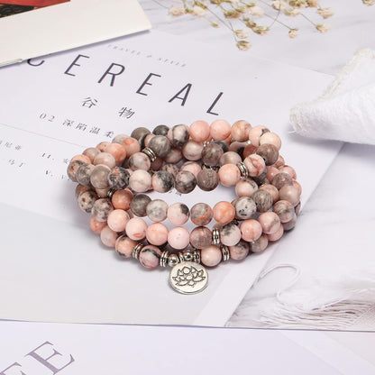 8mm 108 Mala Beads Wrap Bracelet Necklace for Yoga Charm Bracelet Natural Gemstone Jewelry for Women Men