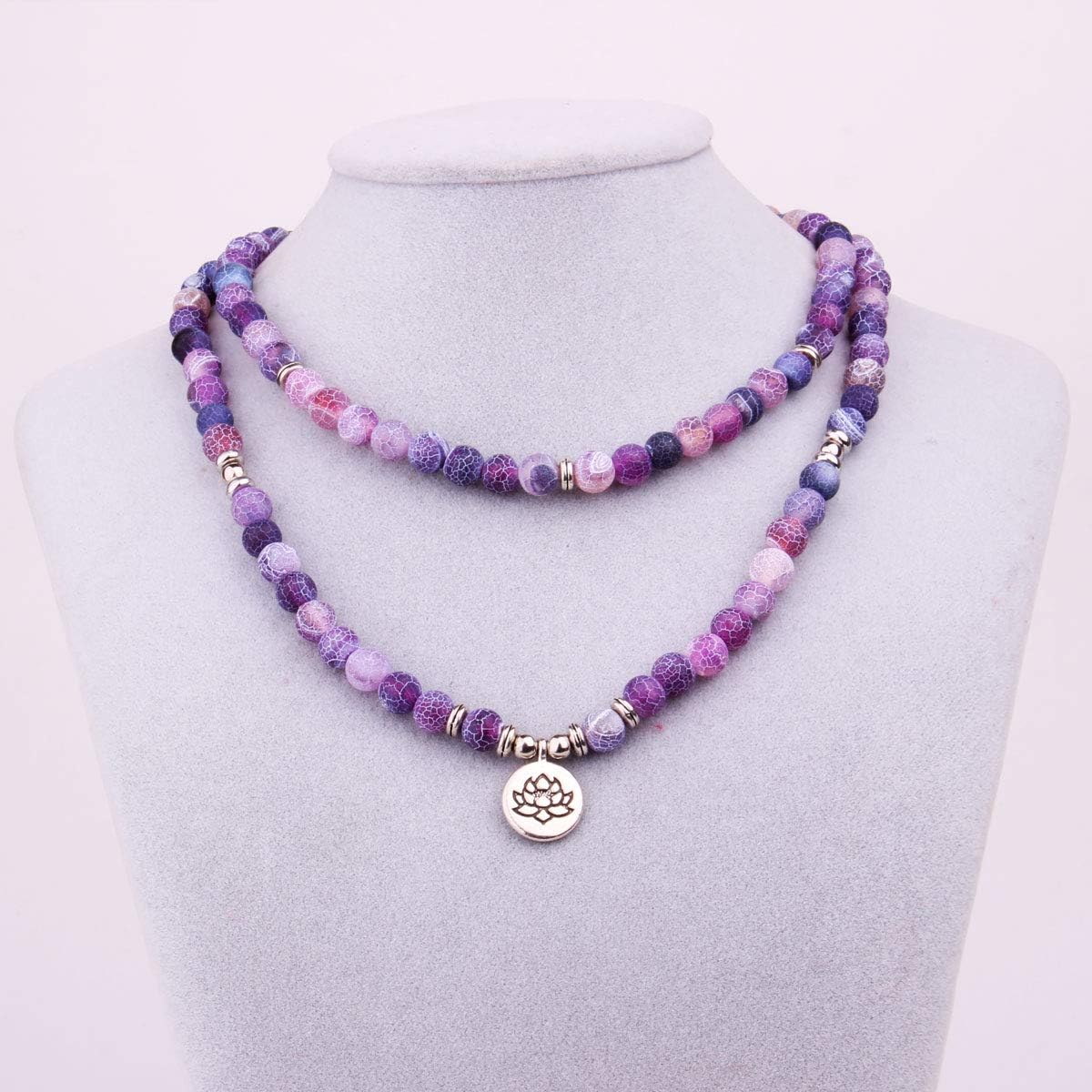8mm 108 Mala Beads Wrap Bracelet Necklace for Yoga Charm Bracelet Natural Gemstone Jewelry for Women Men