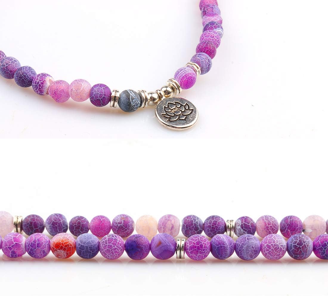 8mm 108 Mala Beads Wrap Bracelet Necklace for Yoga Charm Bracelet Natural Gemstone Jewelry for Women Men