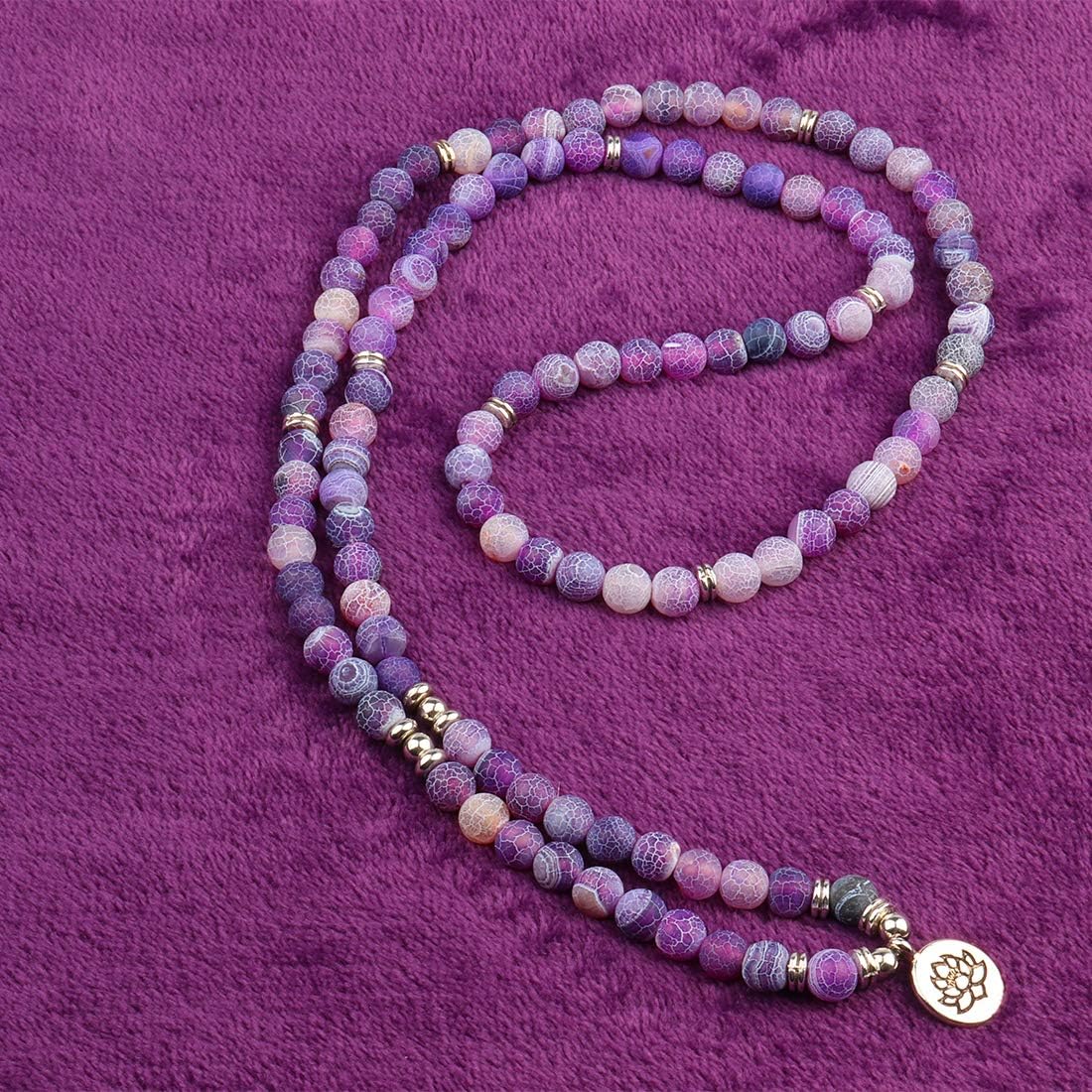 8mm 108 Mala Beads Wrap Bracelet Necklace for Yoga Charm Bracelet Natural Gemstone Jewelry for Women Men