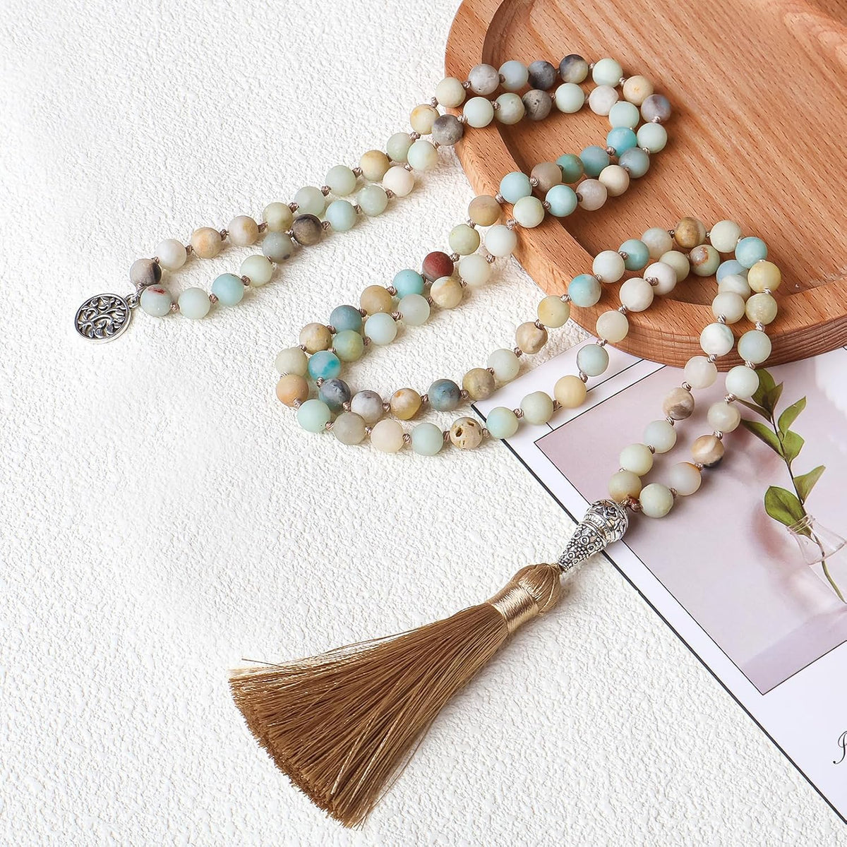 8mm 108 Mala Beads Wrap Bracelet Necklace for Yoga Charm Bracelet Natural Gemstone Jewelry for Women Men