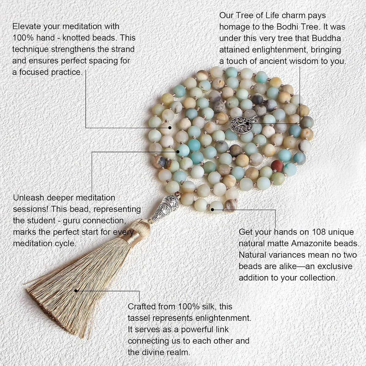 8mm 108 Mala Beads Wrap Bracelet Necklace for Yoga Charm Bracelet Natural Gemstone Jewelry for Women Men