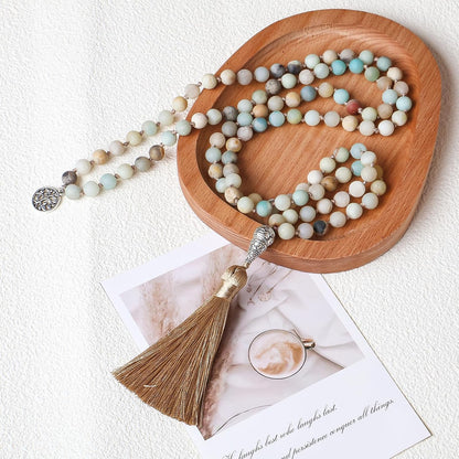 8mm 108 Mala Beads Wrap Bracelet Necklace for Yoga Charm Bracelet Natural Gemstone Jewelry for Women Men