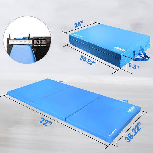 RitFit Upgraded Folding Exercise Mat, 2 Inch Thick Gymnastics Mat