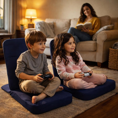 Original BackJack-Made in THE USA- Royal Cotton Fabric Lightweight Floor Seating Chair for Gaming, Families, Parents, Daycare, Back Support, Reading, Yoga, Meditation, Dorm, School