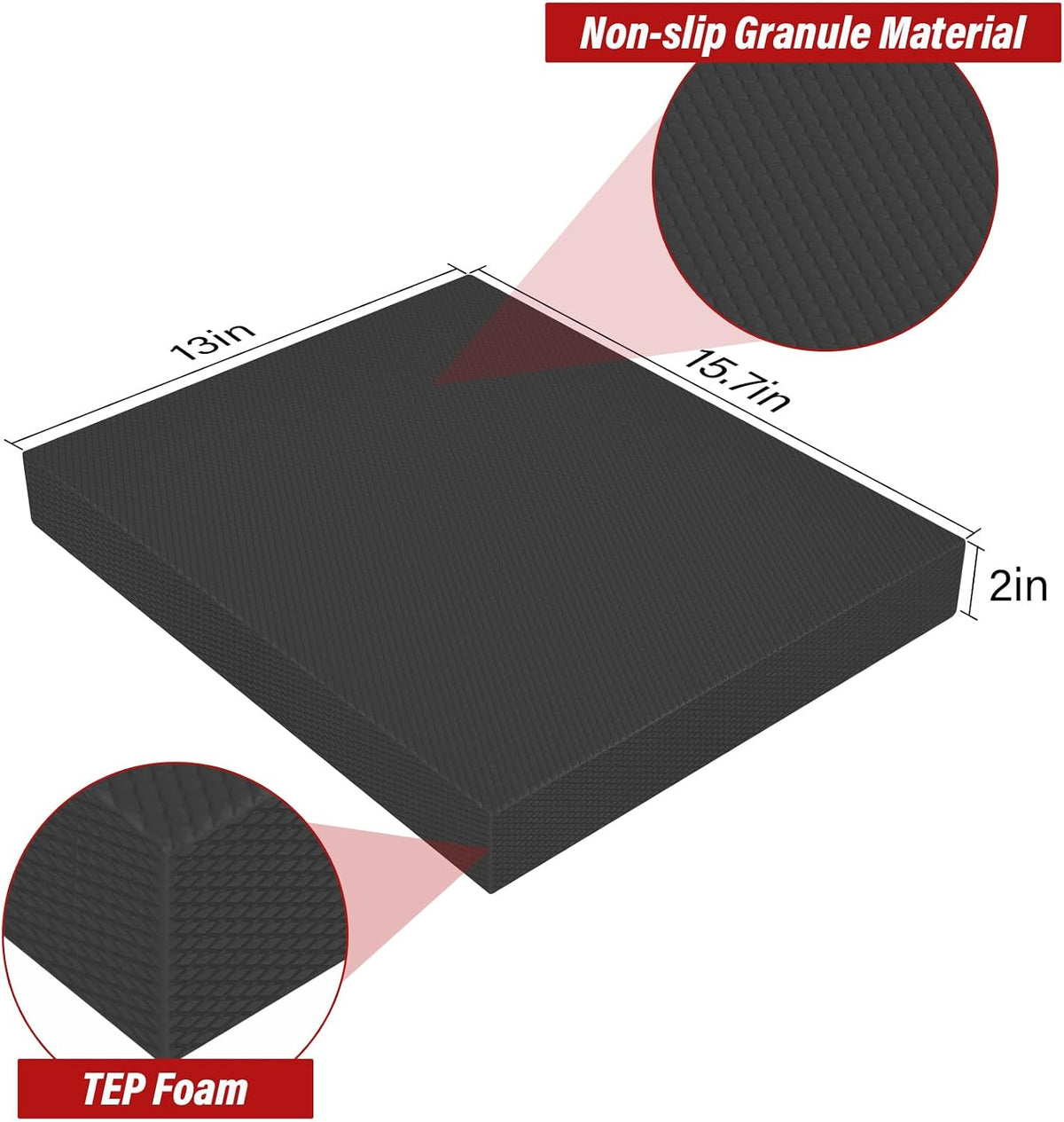 Balance Pad- Foam Balance Pad for Workout, Non-Slip & Water-Resistant Stability Trainer Mat, Soft TPE Exercise Foam Mat for Rehabilitation Stability,Physical Therapy,Fitness,Yoga (15.7" * 13" * 2")