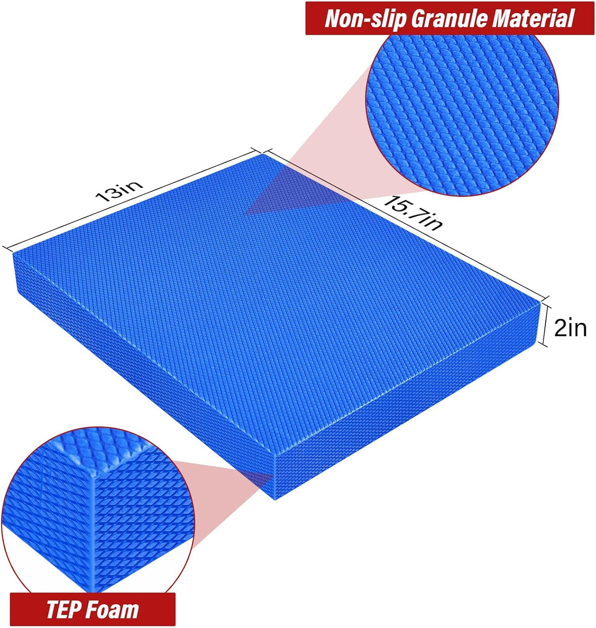 Balance Pad- Foam Balance Pad for Workout, Non-Slip & Water-Resistant Stability Trainer Mat, Soft TPE Exercise Foam Mat for Rehabilitation Stability,Physical Therapy,Fitness,Yoga (15.7" * 13" * 2")