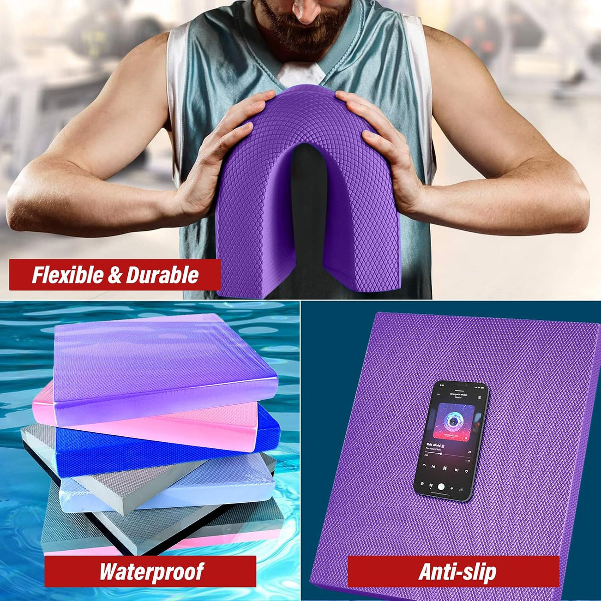 Balance Pad- Foam Balance Pad for Workout, Non-Slip & Water-Resistant Stability Trainer Mat, Soft TPE Exercise Foam Mat for Rehabilitation Stability,Physical Therapy,Fitness,Yoga (15.7" * 13" * 2")