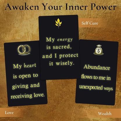 Miracle Mantras Positive Affirmations Cards – 54 Daily Affirmation Cards for Women & Men, Self Care, Love & Wealth, Mindfulness Motivational Deck, Inspirational Gift