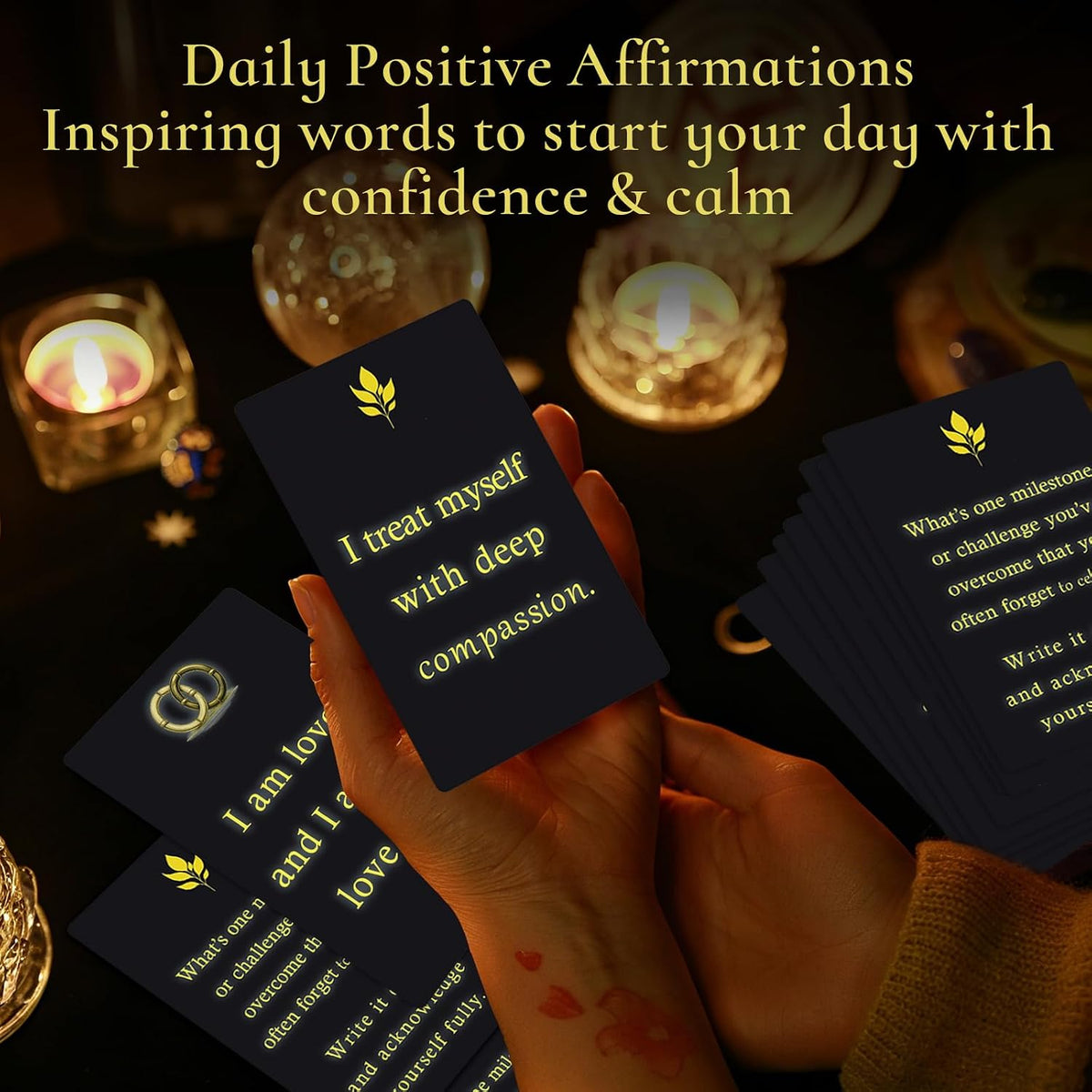 Miracle Mantras Positive Affirmations Cards – 54 Daily Affirmation Cards for Women & Men, Self Care, Love & Wealth, Mindfulness Motivational Deck, Inspirational Gift