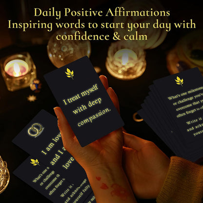 Miracle Mantras Positive Affirmations Cards – 54 Daily Affirmation Cards for Women & Men, Self Care, Love & Wealth, Mindfulness Motivational Deck, Inspirational Gift