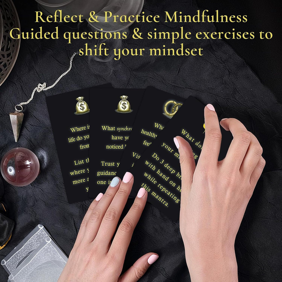 Miracle Mantras Positive Affirmations Cards – 54 Daily Affirmation Cards for Women & Men, Self Care, Love & Wealth, Mindfulness Motivational Deck, Inspirational Gift