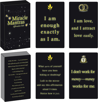 Miracle Mantras Positive Affirmations Cards – 54 Daily Affirmation Cards for Women & Men, Self Care, Love & Wealth, Mindfulness Motivational Deck, Inspirational Gift