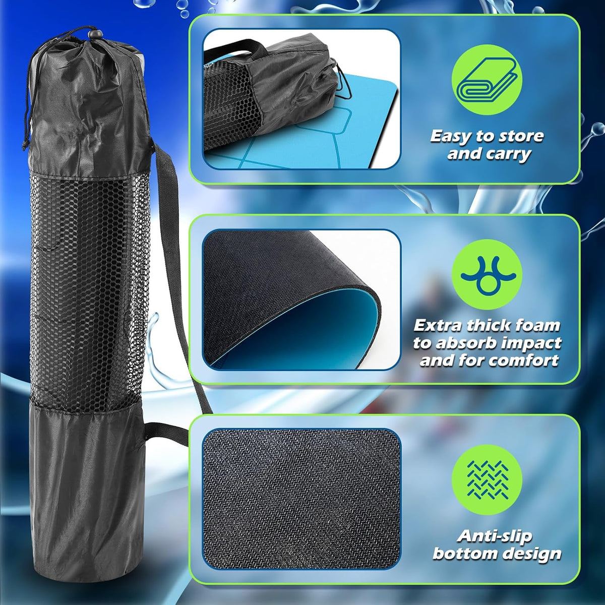 Surf Mat for Pop-up Practice Surfing Balance Training 72" x 27" Extra Large Multi-purpose Foldable Rubber Yoga Mat Non Slip with Bag for Women Men Surfing Gifts Pilates Fitness
