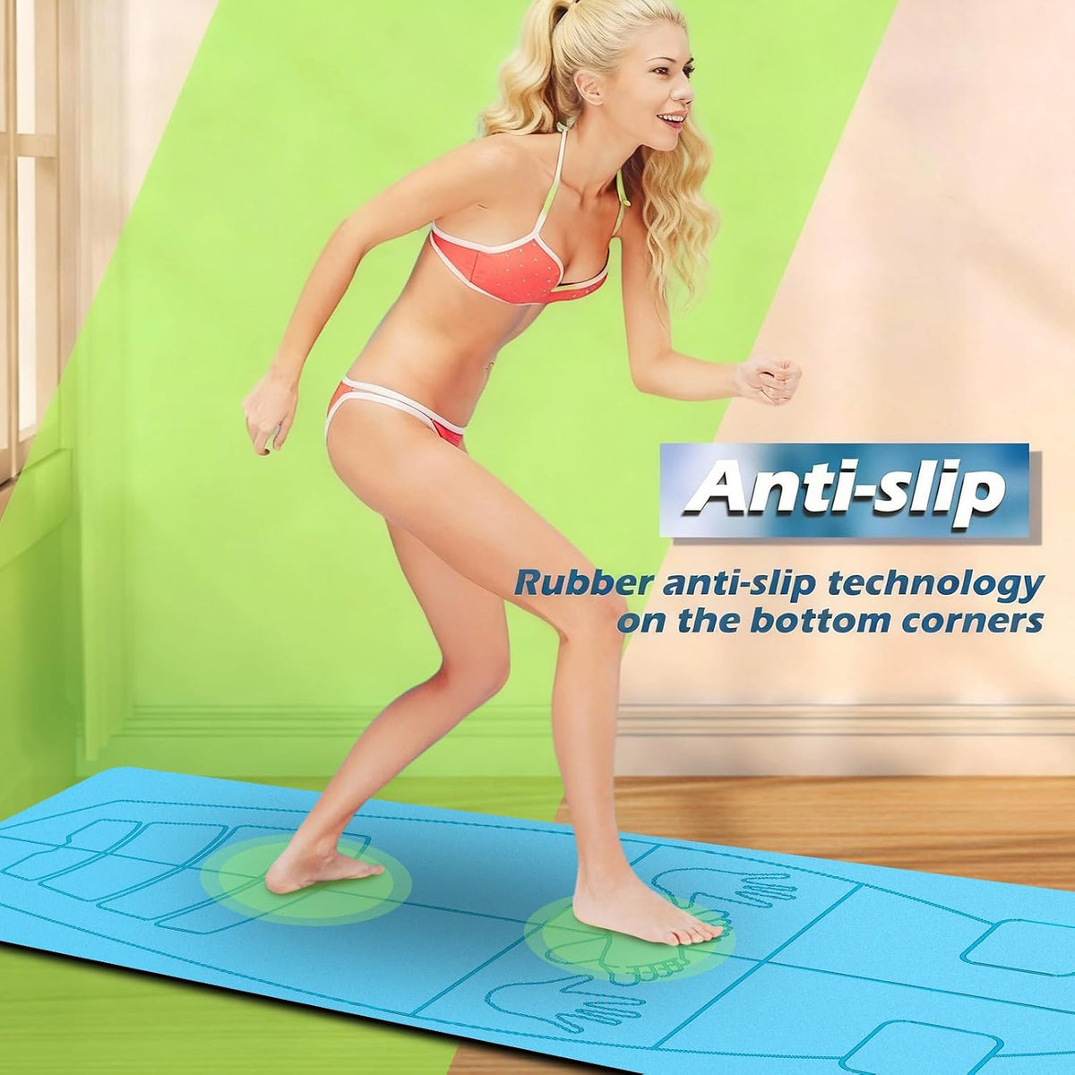 Surf Mat for Pop-up Practice Surfing Balance Training 72" x 27" Extra Large Multi-purpose Foldable Rubber Yoga Mat Non Slip with Bag for Women Men Surfing Gifts Pilates Fitness
