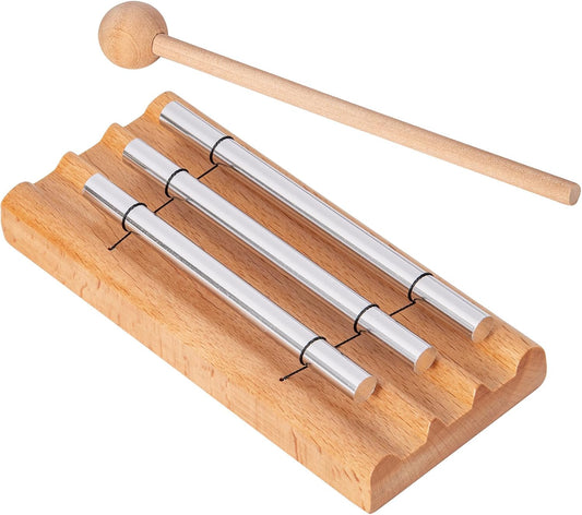 Three Tone Chime Bell for Teachers' Classroom Management, Meditation Chimes, Mindfulness Hand Bell, Percussion Sound Healing Instruments Reminder for Prayer Yoga Eastern Energies Music