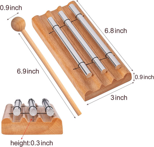 Three Tone Chime Bell for Teachers' Classroom Management, Meditation Chimes, Mindfulness Hand Bell, Percussion Sound Healing Instruments Reminder for Prayer Yoga Eastern Energies Music