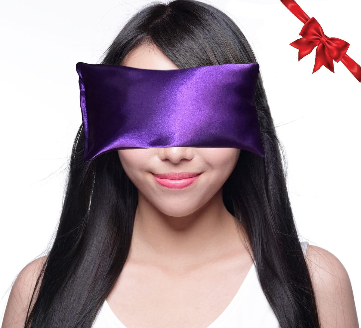 Lavender Eye Pillow - Hot Cold Weighted Eye Pillows for Relaxation, Sleep, Stress, Migraine Relief, Yoga - Aromatherapy Gifts for Women, Birthday, Teachers, Made in USA - Amethyst