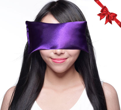 Lavender Eye Pillow - Hot Cold Weighted Eye Pillows for Relaxation, Sleep, Stress, Migraine Relief, Yoga - Aromatherapy Gifts for Women, Birthday, Teachers, Made in USA - Amethyst