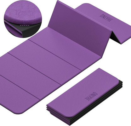 Foldable Yoga Mat (12mm) Exercise Mats for Home Workout,Comfortable and Durable,Thick-Portable Folding Mat,Non Slip,Pilates Mat Thick,Outdoor Use,Meditation,Travel,Camping（71"x24" x0.47"）