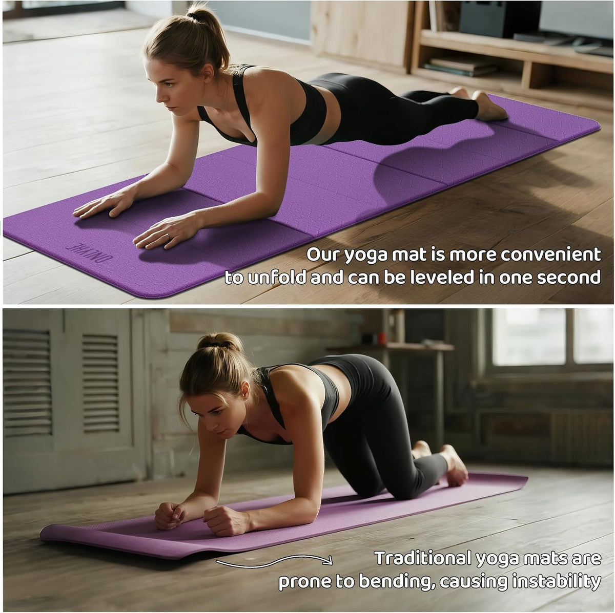 Foldable Yoga Mat (12mm) Exercise Mats for Home Workout,Comfortable and Durable,Thick-Portable Folding Mat,Non Slip,Pilates Mat Thick,Outdoor Use,Meditation,Travel,Camping（71"x24" x0.47"）