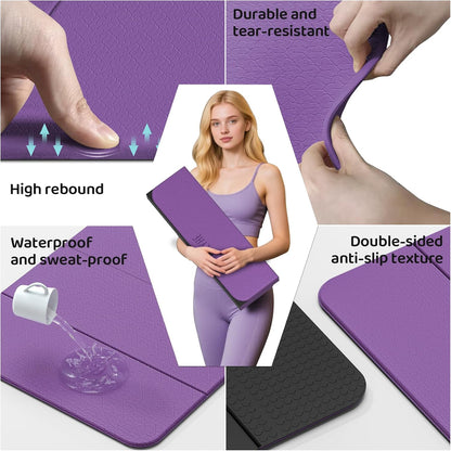 Foldable Yoga Mat (12mm) Exercise Mats for Home Workout,Comfortable and Durable,Thick-Portable Folding Mat,Non Slip,Pilates Mat Thick,Outdoor Use,Meditation,Travel,Camping（71"x24" x0.47"）