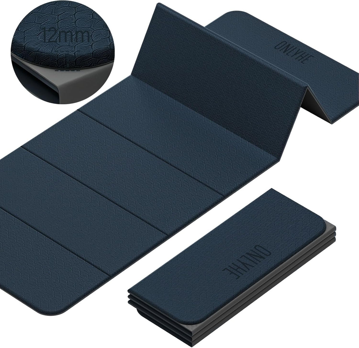 Foldable Yoga Mat (12mm) Exercise Mats for Home Workout,Comfortable and Durable,Thick-Portable Folding Mat,Non Slip,Pilates Mat Thick,Outdoor Use,Meditation,Travel,Camping（71"x24" x0.47"）