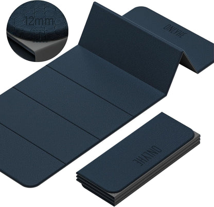 Foldable Yoga Mat (12mm) Exercise Mats for Home Workout,Comfortable and Durable,Thick-Portable Folding Mat,Non Slip,Pilates Mat Thick,Outdoor Use,Meditation,Travel,Camping（71"x24" x0.47"）