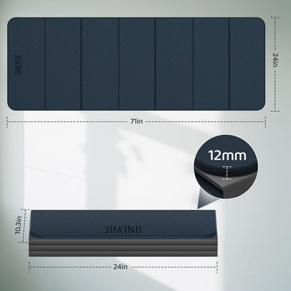 Foldable Yoga Mat (12mm) Exercise Mats for Home Workout,Comfortable and Durable,Thick-Portable Folding Mat,Non Slip,Pilates Mat Thick,Outdoor Use,Meditation,Travel,Camping（71"x24" x0.47"）