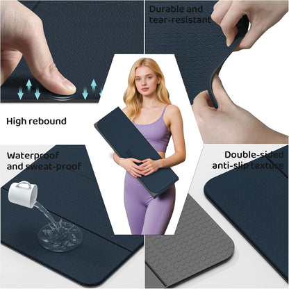 Foldable Yoga Mat (12mm) Exercise Mats for Home Workout,Comfortable and Durable,Thick-Portable Folding Mat,Non Slip,Pilates Mat Thick,Outdoor Use,Meditation,Travel,Camping（71"x24" x0.47"）