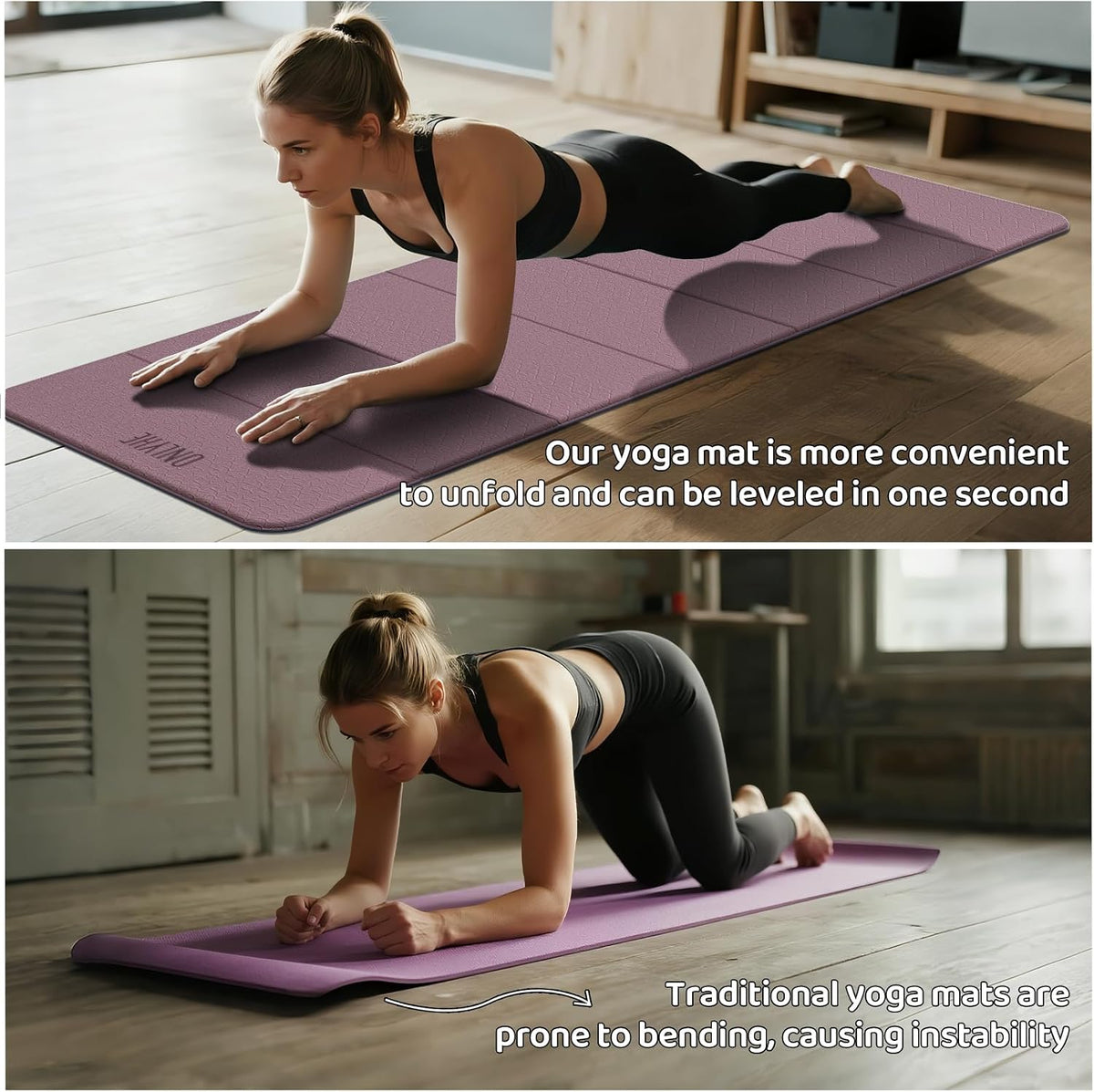 Foldable Yoga Mat (12mm) Exercise Mats for Home Workout,Comfortable and Durable,Thick-Portable Folding Mat,Non Slip,Pilates Mat Thick,Outdoor Use,Meditation,Travel,Camping（71"x24" x0.47"）