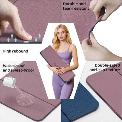 Foldable Yoga Mat (12mm) Exercise Mats for Home Workout,Comfortable and Durable,Thick-Portable Folding Mat,Non Slip,Pilates Mat Thick,Outdoor Use,Meditation,Travel,Camping（71"x24" x0.47"）