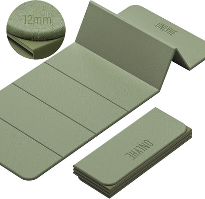 Foldable Yoga Mat (12mm) Exercise Mats for Home Workout,Comfortable and Durable,Thick-Portable Folding Mat,Non Slip,Pilates Mat Thick,Outdoor Use,Meditation,Travel,Camping（71"x24" x0.47"）