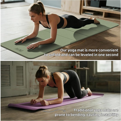 Foldable Yoga Mat (12mm) Exercise Mats for Home Workout,Comfortable and Durable,Thick-Portable Folding Mat,Non Slip,Pilates Mat Thick,Outdoor Use,Meditation,Travel,Camping（71"x24" x0.47"）