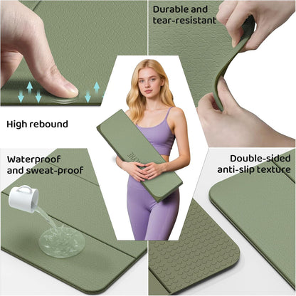Foldable Yoga Mat (12mm) Exercise Mats for Home Workout,Comfortable and Durable,Thick-Portable Folding Mat,Non Slip,Pilates Mat Thick,Outdoor Use,Meditation,Travel,Camping（71"x24" x0.47"）