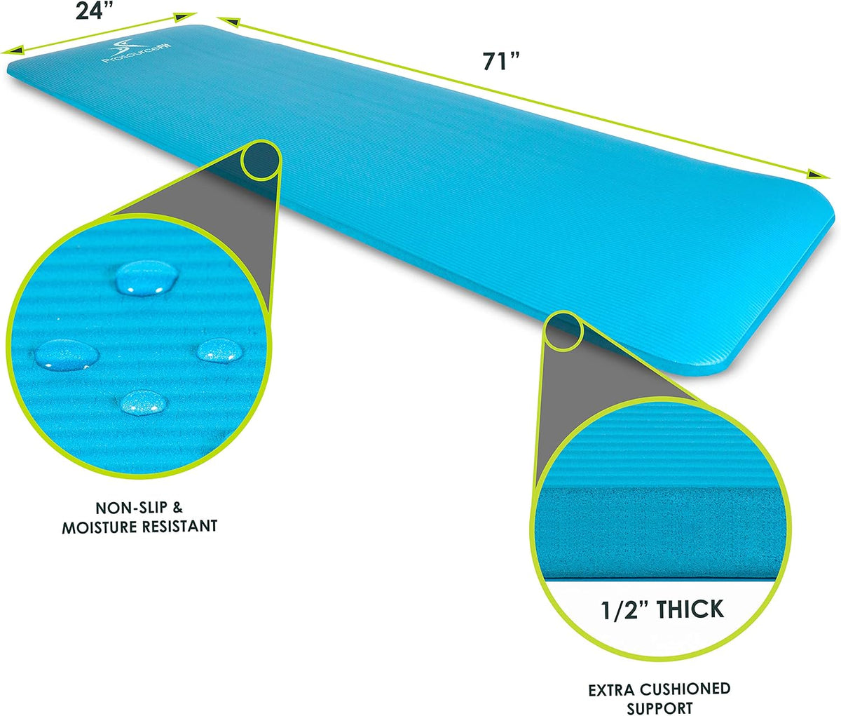 Extra Thick Yoga and Pilates Mat, 71-inch Long High Density Exercise Mat with Comfort Foam and Carrying Strap