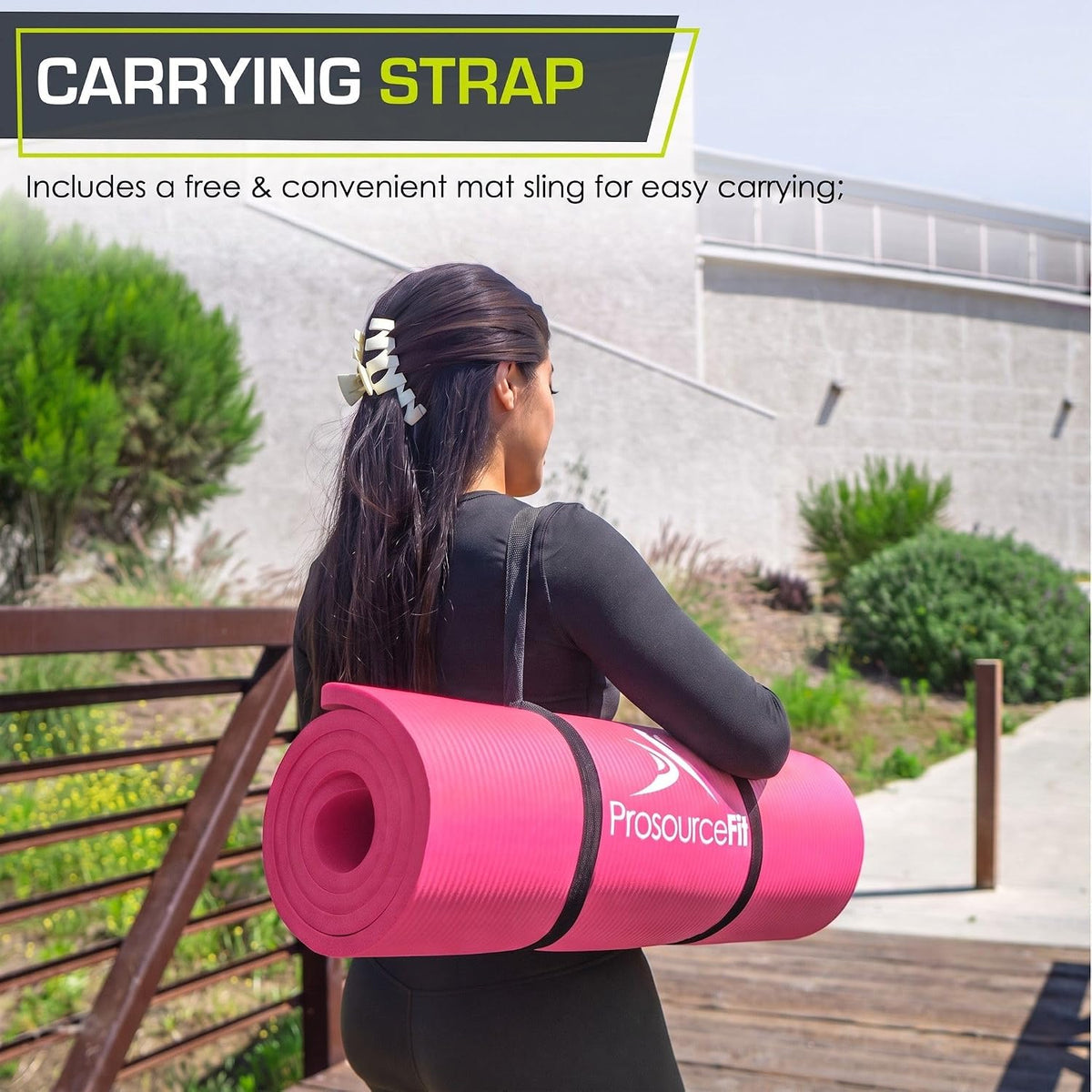 Extra Thick Yoga and Pilates Mat, 71-inch Long High Density Exercise Mat with Comfort Foam and Carrying Strap