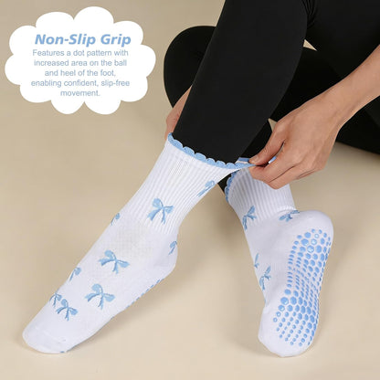 Women's Grip Pilates Crew Socks, Non Slip Yoga Barre Sticky Socks