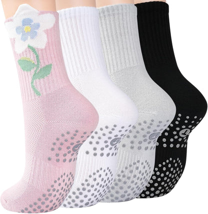 Women's Grip Pilates Crew Socks, Non Slip Yoga Barre Sticky Socks