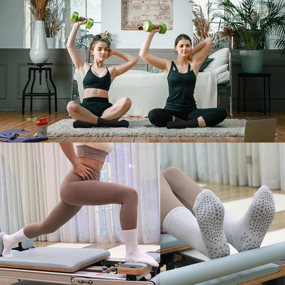 Women's Grip Pilates Crew Socks, Non Slip Yoga Barre Sticky Socks