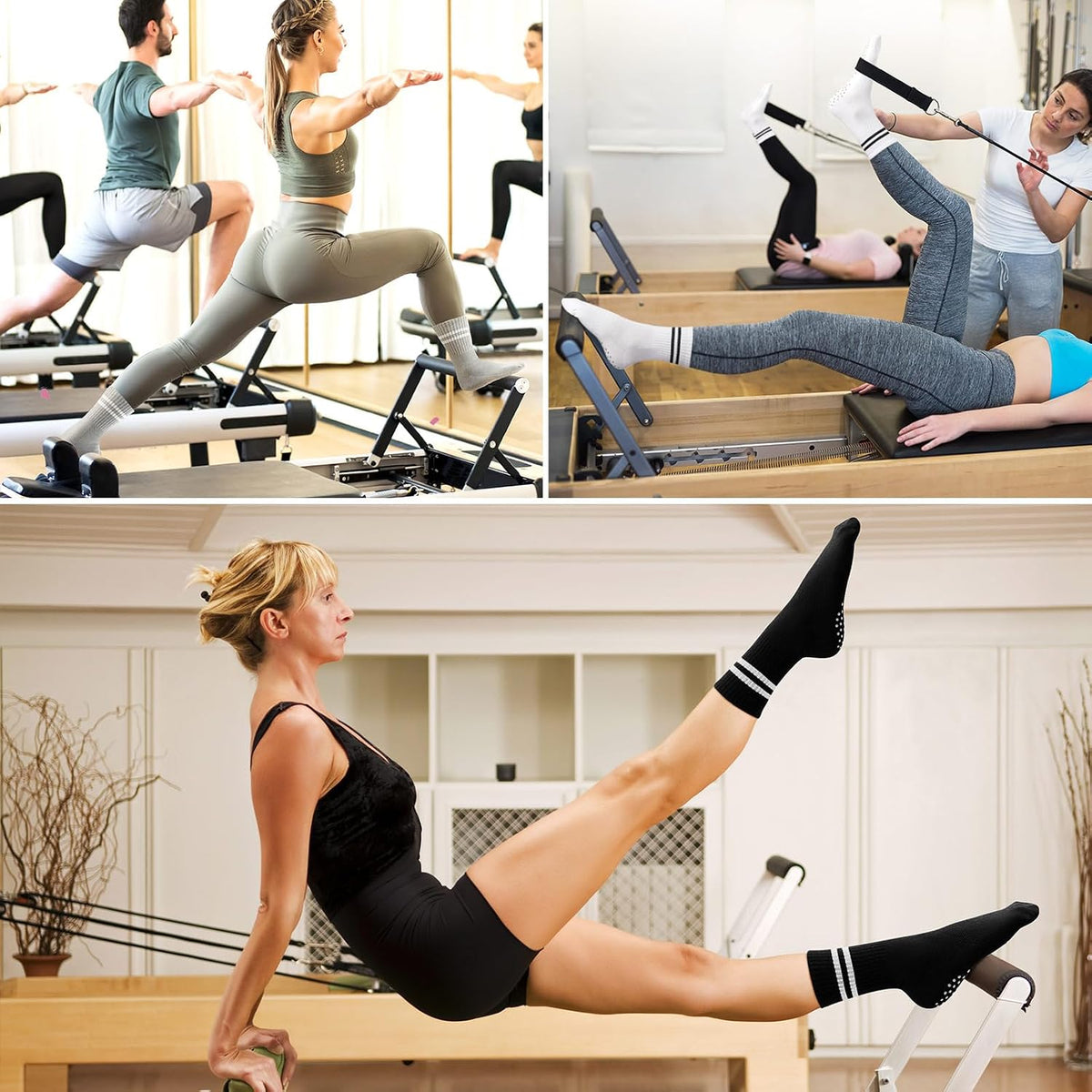 Women's Grip Pilates Crew Socks, Non Slip Yoga Barre Sticky Socks
