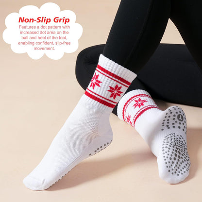 Women's Grip Pilates Crew Socks, Non Slip Yoga Barre Sticky Socks