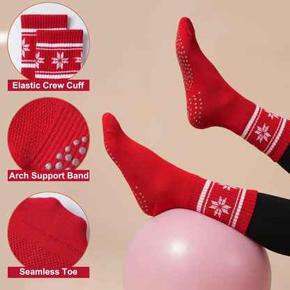 Women's Grip Pilates Crew Socks, Non Slip Yoga Barre Sticky Socks