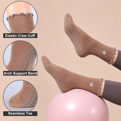 Women's Grip Pilates Crew Socks, Non Slip Yoga Barre Sticky Socks