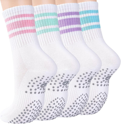 Women's Grip Pilates Crew Socks, Non Slip Yoga Barre Sticky Socks
