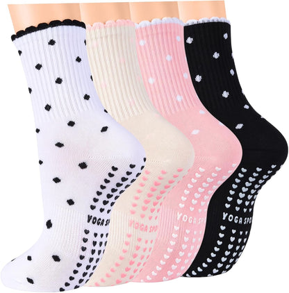 Women's Grip Pilates Crew Socks, Non Slip Yoga Barre Sticky Socks