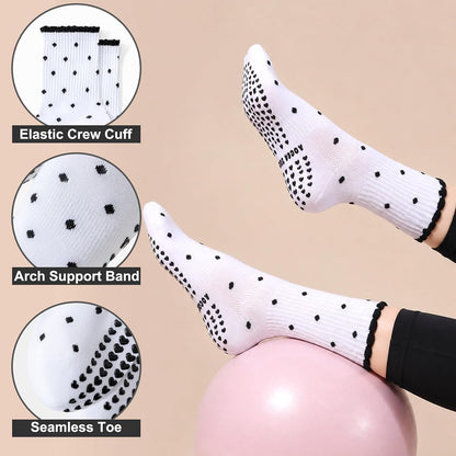 Women's Grip Pilates Crew Socks, Non Slip Yoga Barre Sticky Socks