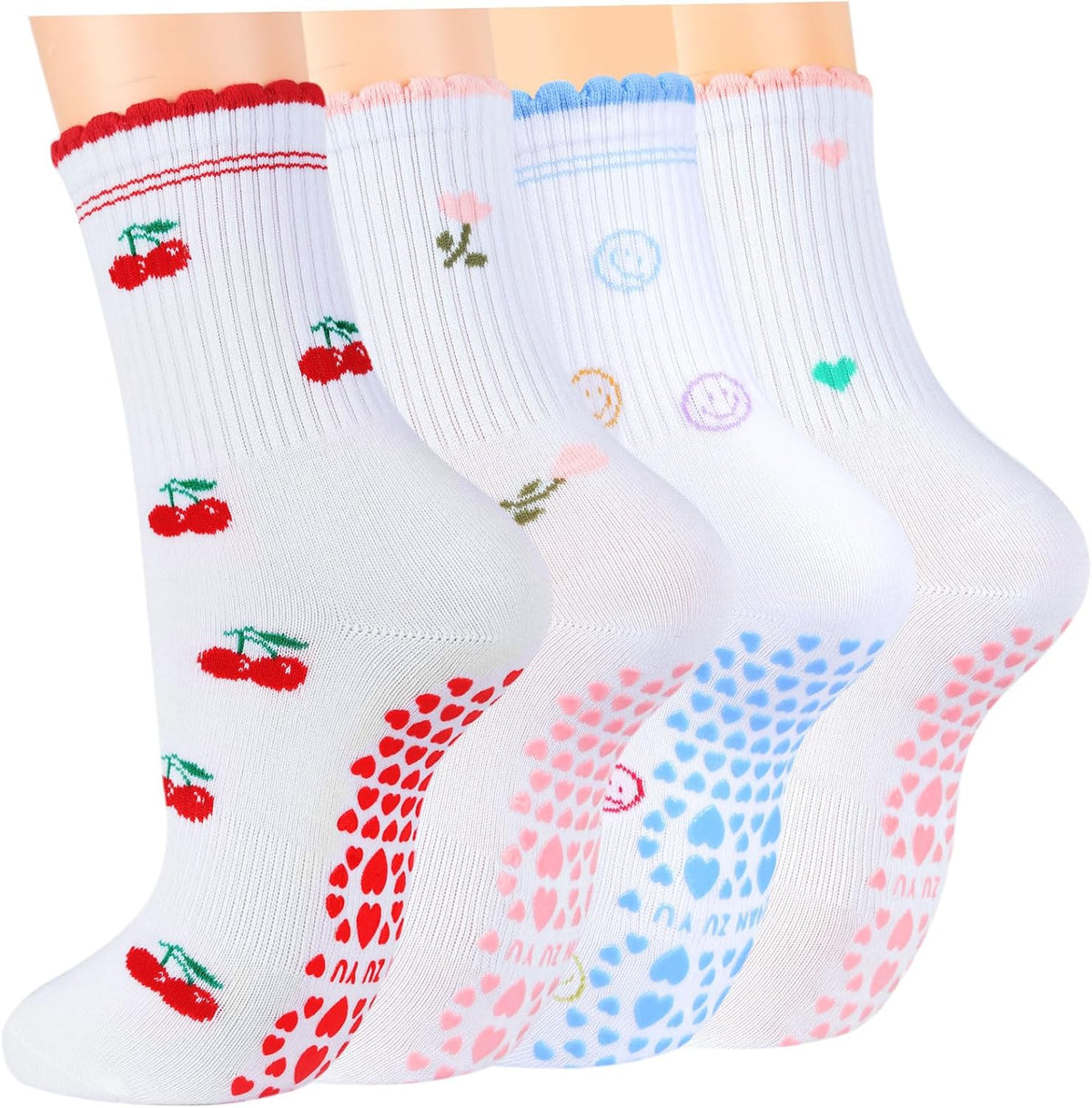 Women's Grip Pilates Crew Socks, Non Slip Yoga Barre Sticky Socks