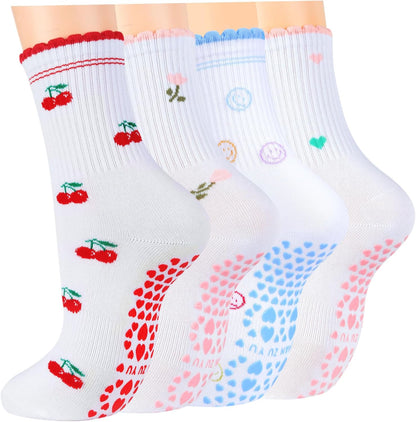 Women's Grip Pilates Crew Socks, Non Slip Yoga Barre Sticky Socks